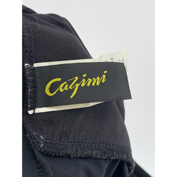 CAZIMI Women's Black V-Neck Embroidered Flower Spaghetti-Strap Swim Top SZ 38C - Picture 10 of 11